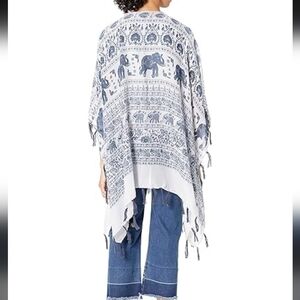 Red Camel Blue and White Patterned Kimono
